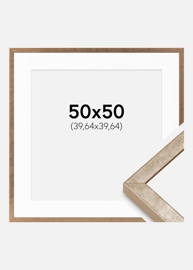 Cadre Ares Laiton 50x50 cm - Passe-partout Blanc 16x16 inches