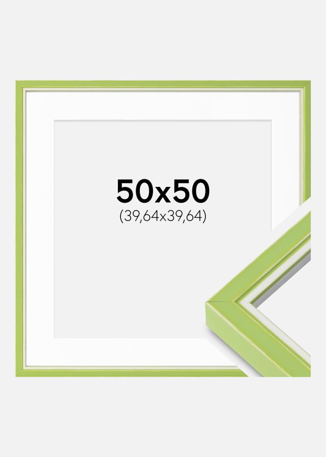 Cadre Diana Vert Clair 50x50 cm - Passe-partout Blanc 16x16 inches