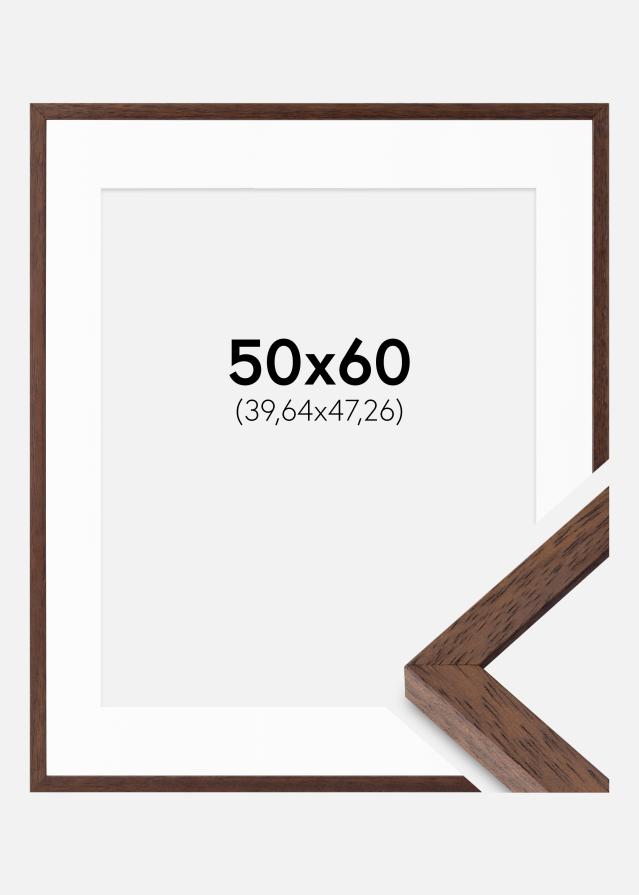 Cadre Ares Teak 50x60 cm - Passe-partout Blanc 16x19 inches