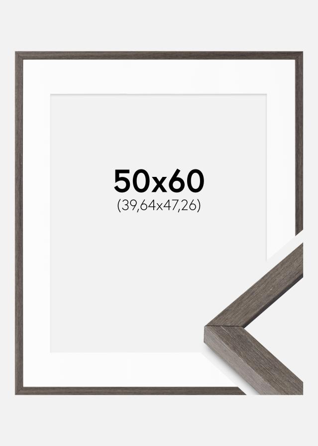 Cadre Ares Chêne Gris 50x60 cm - Passe-partout Blanc 16x19 inches
