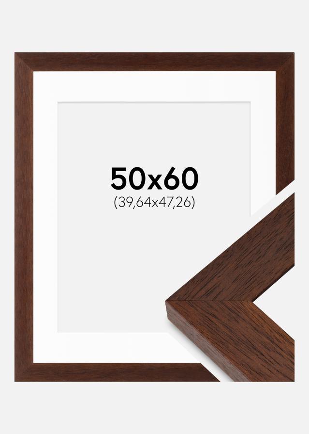 Cadre Juno Teak 50x60 cm - Passe-partout Blanc 16x19 inches