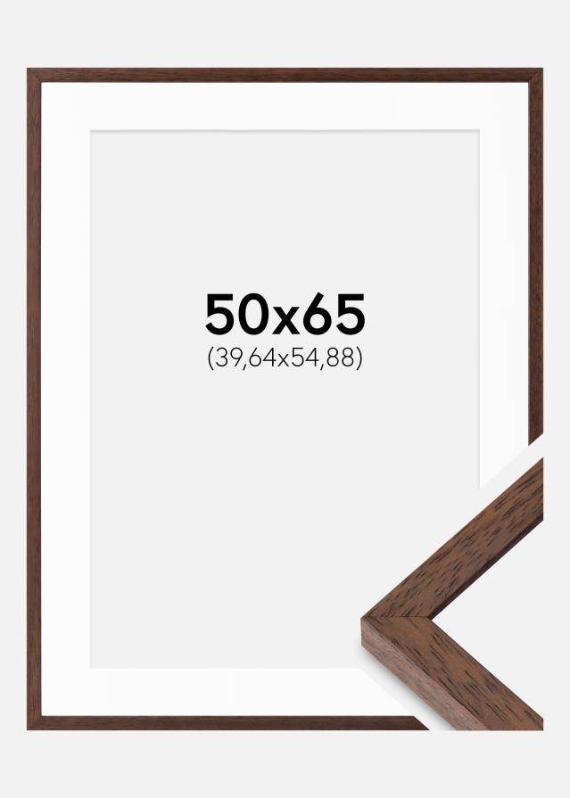 Cadre Ares Teak 50x65 cm - Passe-partout Blanc 16x22 inches