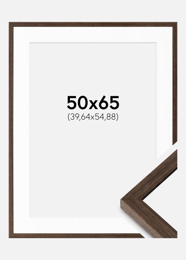 Cadre Ares Noyer 50x65 cm - Passe-partout Blanc 16x22 inches