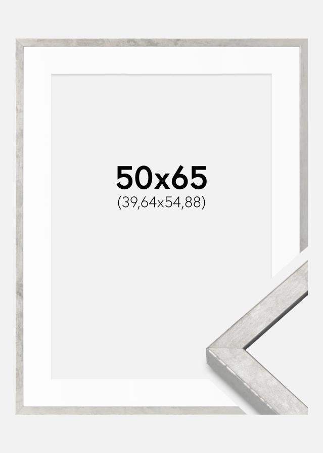 Cadre Ares Argent 50x65 cm - Passe-partout Blanc 16x22 inches
