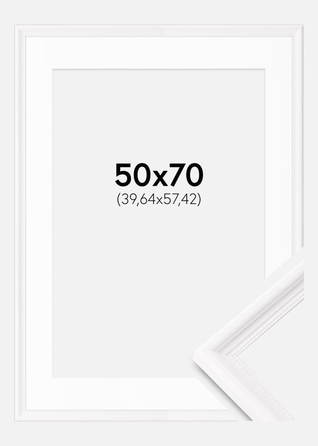 Cadre Gala Blanc 50x70 cm - Passe-partout Blanc 16x23 inches
