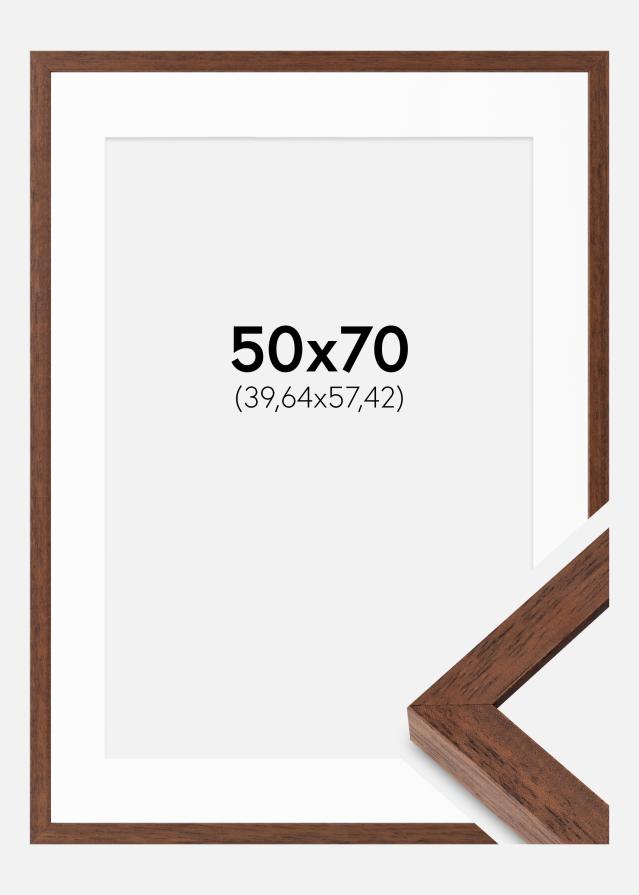 Cadre Hermes Teak 50x70 cm - Passe-partout Blanc 16x23 inches