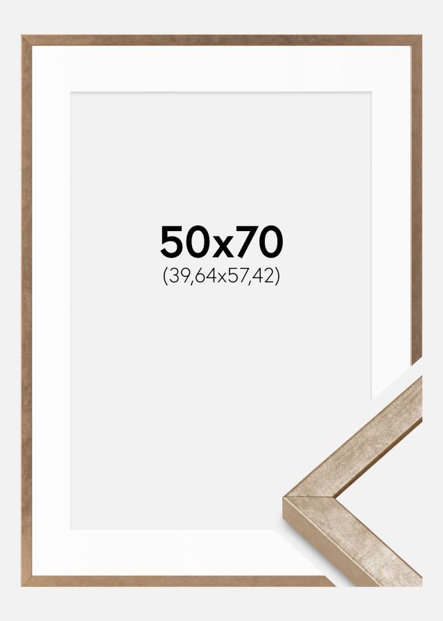 Cadre Ares Laiton 50x70 cm - Passe-partout Blanc 16x23 inches