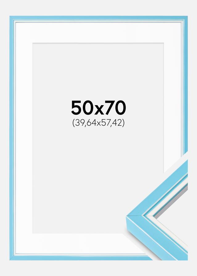 Cadre Diana Bleu clair 50x70 cm - Passe-partout Blanc 16x23 inches