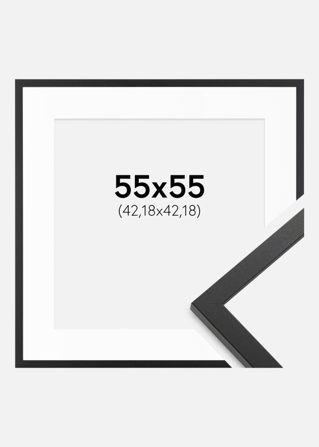Cadre Trendy Noir 55x55 cm - Passe-partout Blanc 17x17 inches