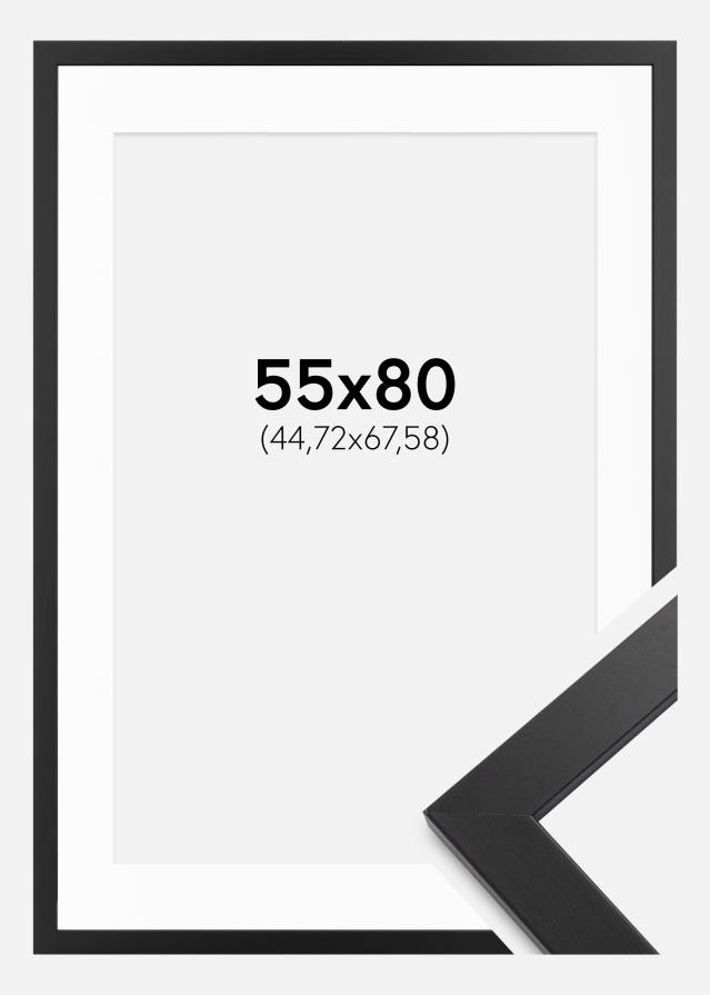 Cadre noir bois 55x80 cm - Passe-partout Blanc 18x27 inches