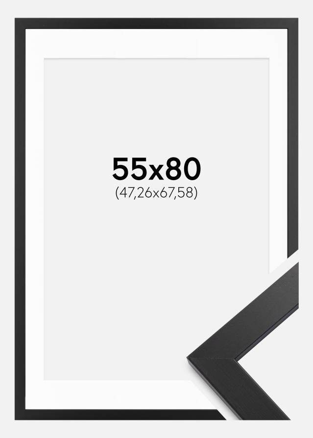 Cadre noir bois 55x80 cm - Passe-partout Blanc 19x27 inches