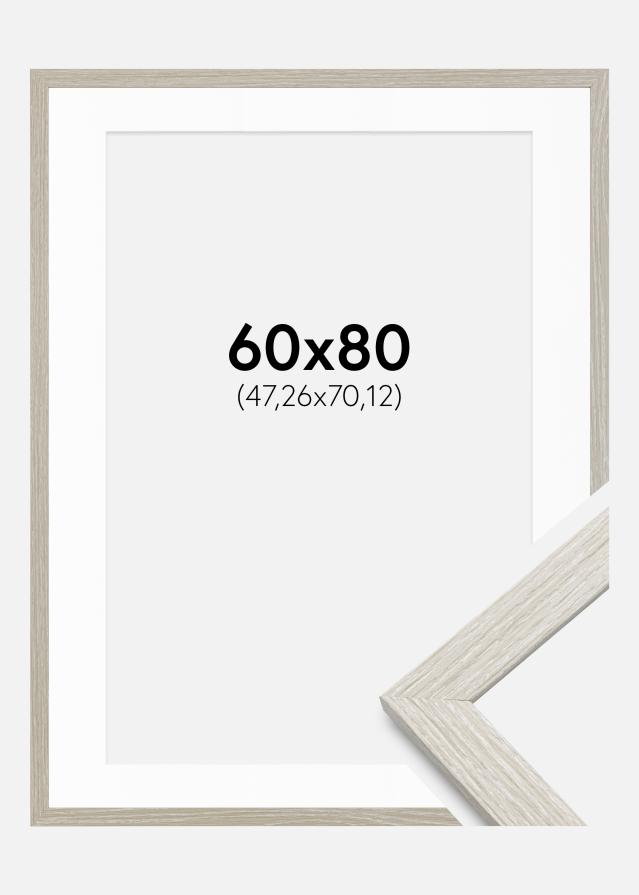 Cadre Stilren Chêne Gris Clair 60x80 cm - Passe-partout Blanc 19x28 inches
