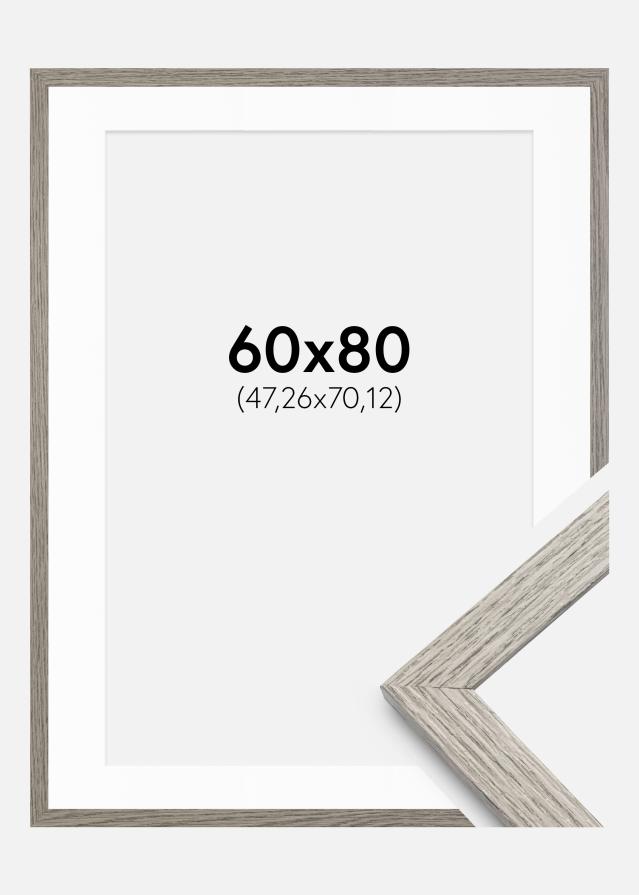 Cadre Stilren Chêne Gris 60x80 cm - Passe-partout Blanc 19x28 inches