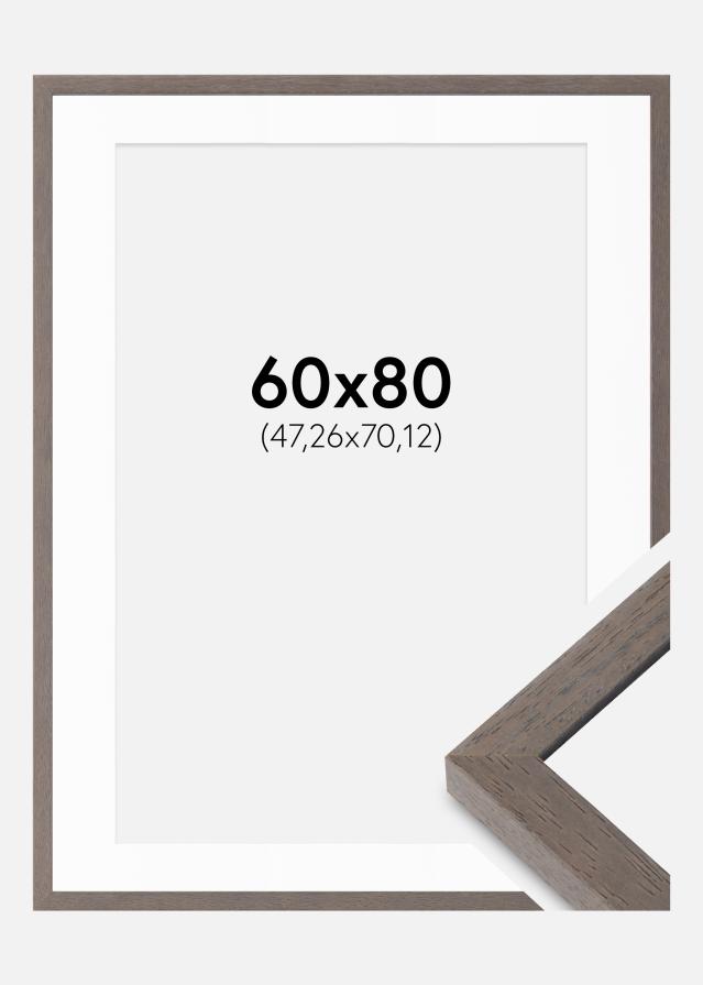 Cadre Hermes Gris 60x80 cm - Passe-partout Blanc 19x28 inches