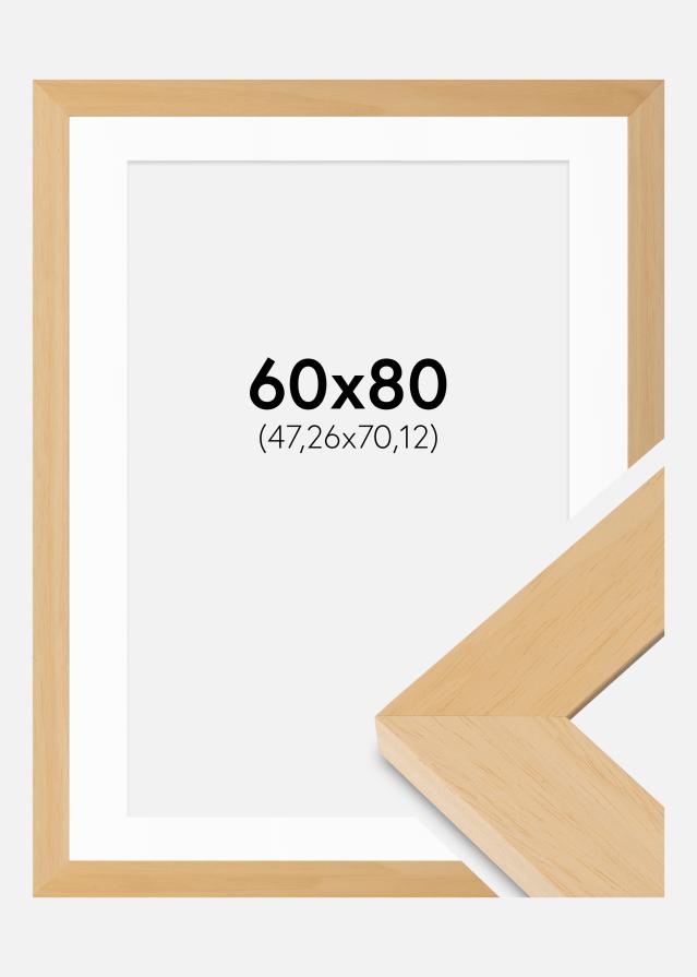 Cadre Juno Bois 60x80 cm - Passe-partout Blanc 19x28 inches