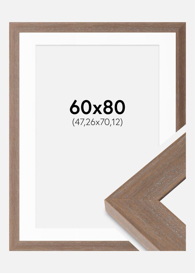 Cadre Juno Gris 60x80 cm - Passe-partout Blanc 19x28 inches