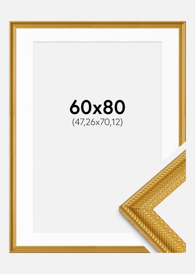 Cadre Lattice Or 60x80 cm - Passe-partout Blanc 19x28 inches