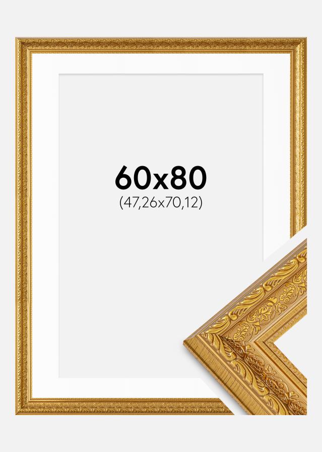Cadre Ornate Or 60x80 cm - Passe-partout Blanc 19x28 inches