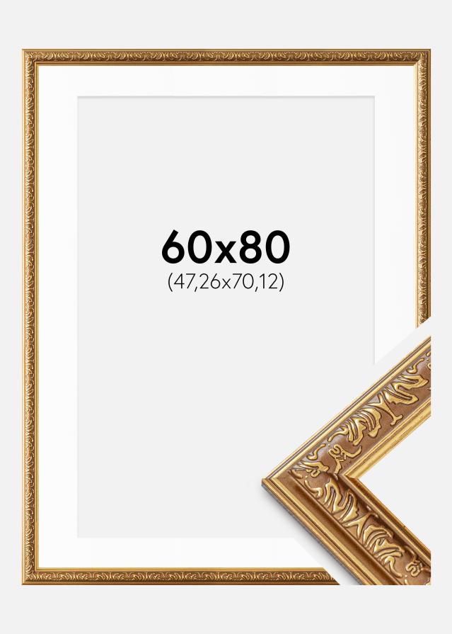 Cadre Swirl Or 60x80 cm - Passe-partout Blanc 19x28 inches