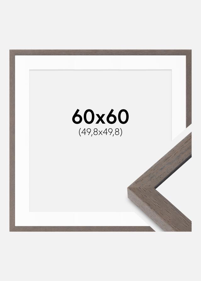 Cadre Hermes Gris 60x60 cm - Passe-partout Blanc 20x20 inches