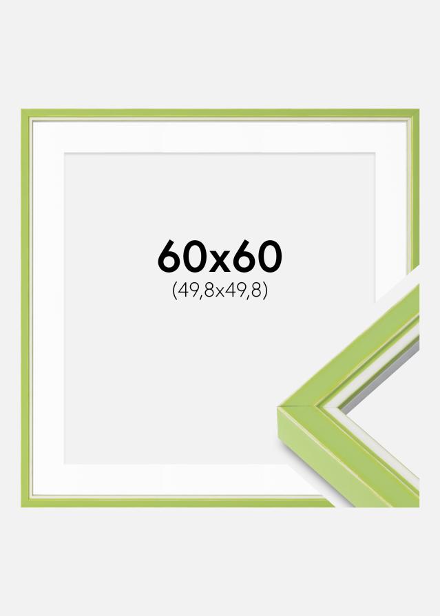 Cadre Diana Vert Clair 60x60 cm - Passe-partout Blanc 20x20 inches