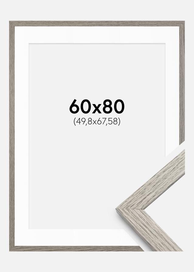 Cadre Stilren Chêne Gris 60x80 cm - Passe-partout Blanc 20x27 inches