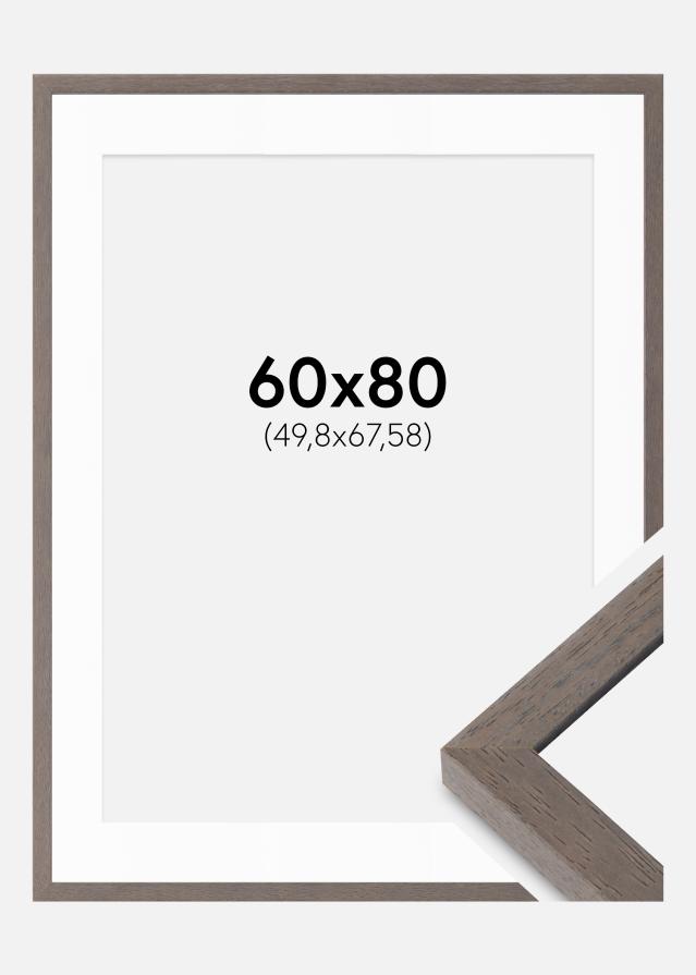 Cadre Hermes Gris 60x80 cm - Passe-partout Blanc 20x27 inches
