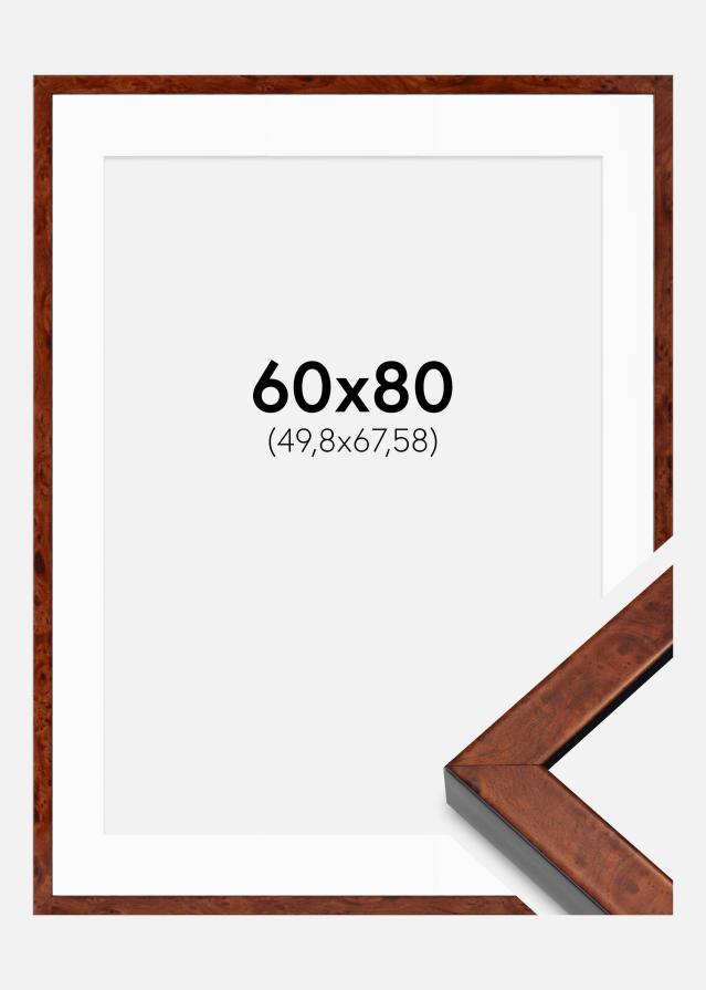 Cadre Hermes Noyer 60x80 cm - Passe-partout Blanc 20x27 inches