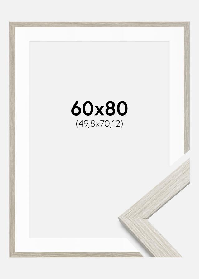 Cadre Stilren Chêne Gris Clair 60x80 cm - Passe-partout Blanc 20x28 inches