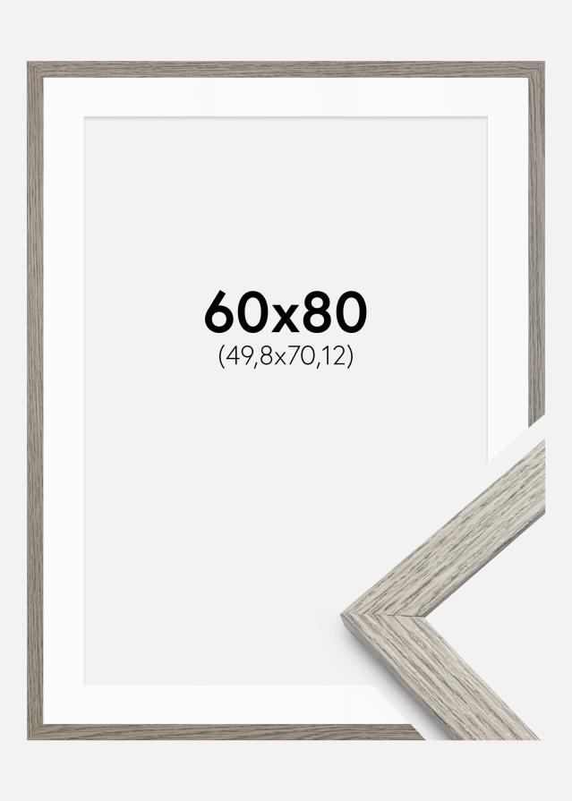 Cadre Stilren Chêne Gris 60x80 cm - Passe-partout Blanc 20x28 inches