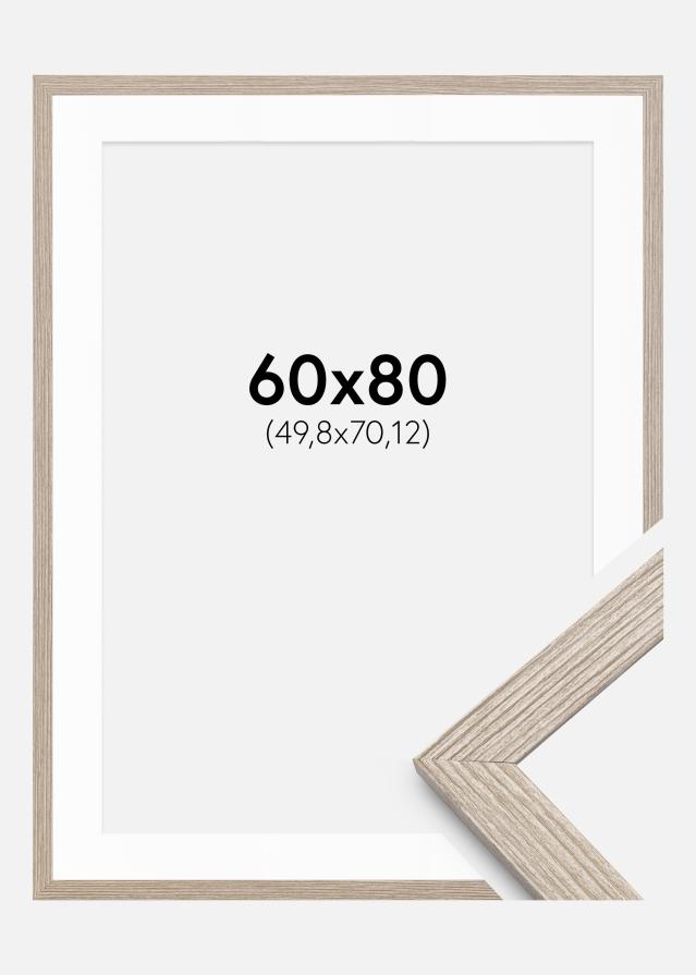 Cadre Stilren Chêne Greige 60x80 cm - Passe-partout Blanc 20x28 inches