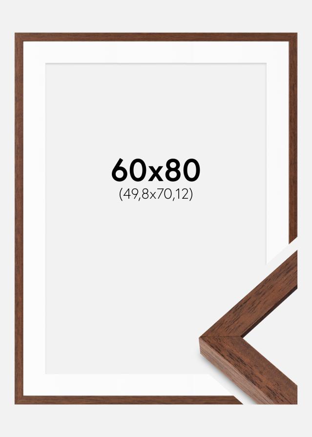 Cadre Hermes Teak 60x80 cm - Passe-partout Blanc 20x28 inches