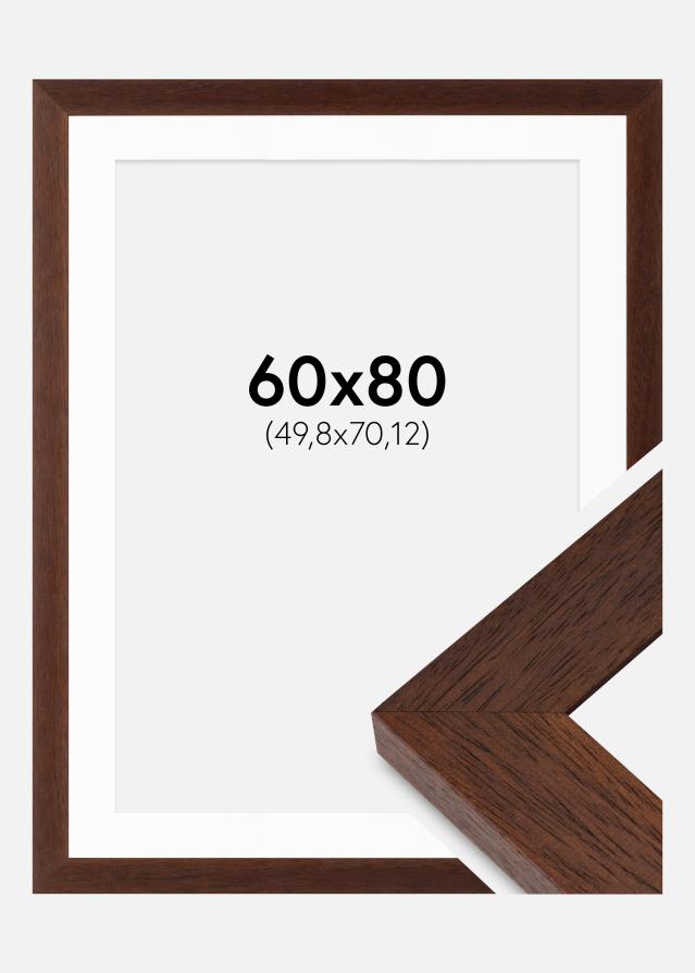 Cadre Juno Teak 60x80 cm - Passe-partout Blanc 20x28 inches
