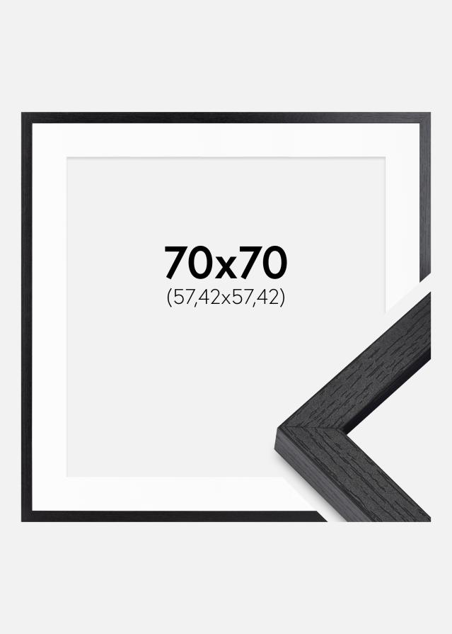 BGA Cadre Boîte Noir 70x70 cm - Passe-partout Blanc 23x23 inches