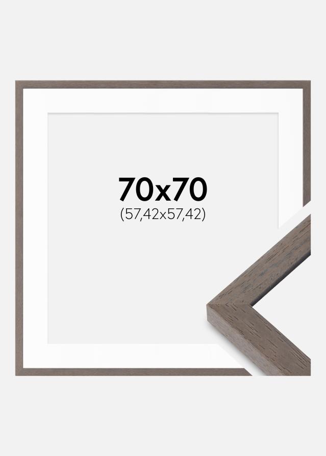 Cadre Hermes Gris 70x70 cm - Passe-partout Blanc 23x23 inches