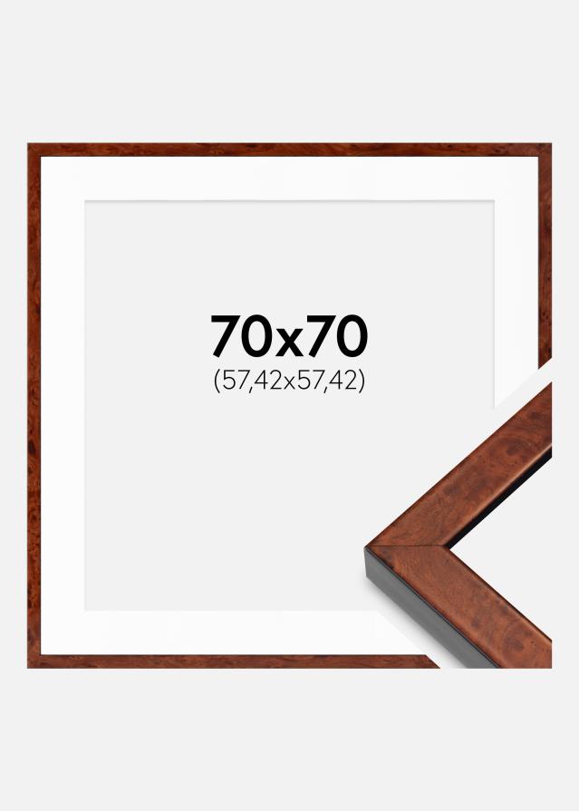 Cadre Hermes Noyer 70x70 cm - Passe-partout Blanc 23x23 inches
