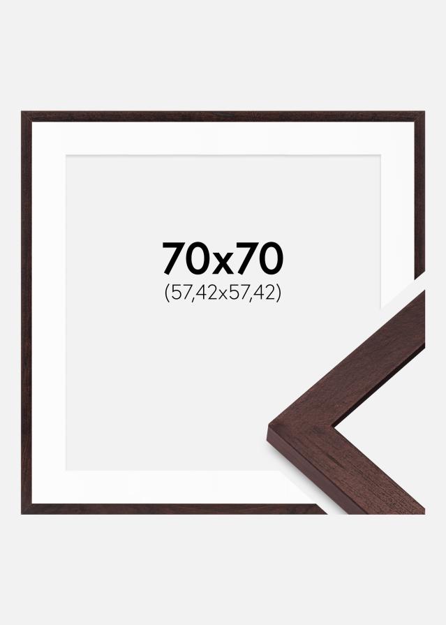 Cadre BGA Classic Noyer 70x70 cm - Passe-partout Blanc 23x23 inches