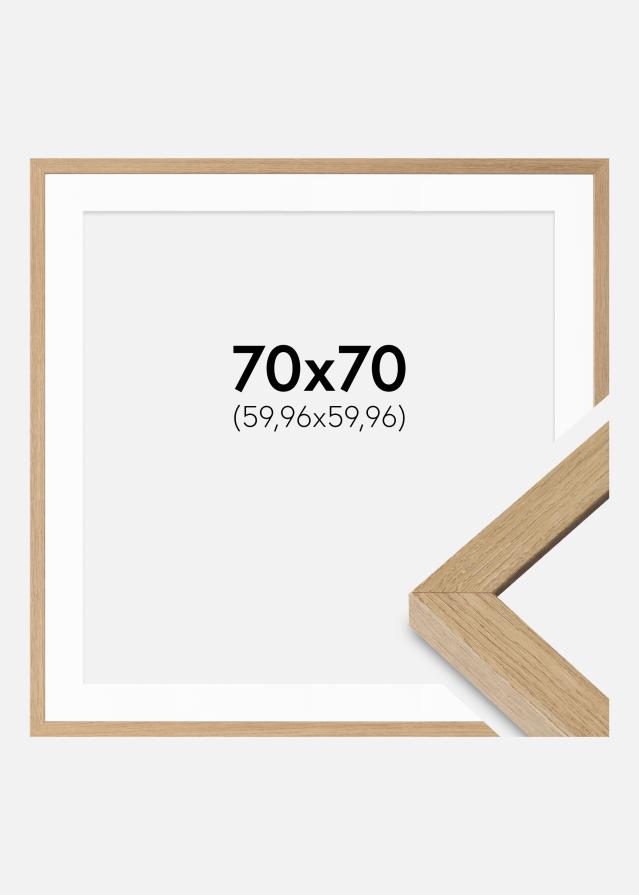 Cadre Hermes Chêne Naturel 70x70 cm - Passe-partout Blanc 24x24 inches