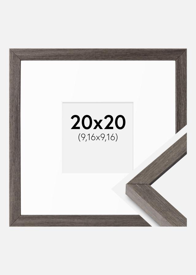 Cadre Ares Chêne Gris 20x20 cm - Passe-partout Blanc 4x4 inches