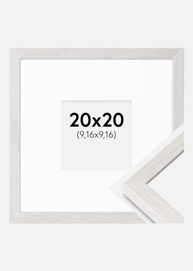 Cadre Ares Chêne Blanc 20x20 cm - Passe-partout Blanc 4x4 inches