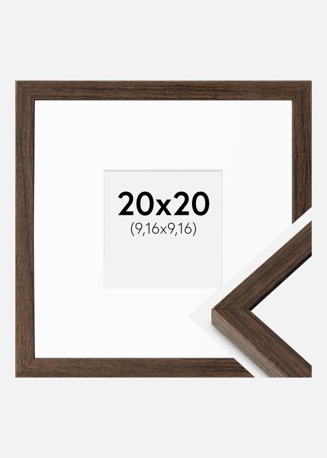 Cadre Ares Noyer 20x20 cm - Passe-partout Blanc 4x4 inches