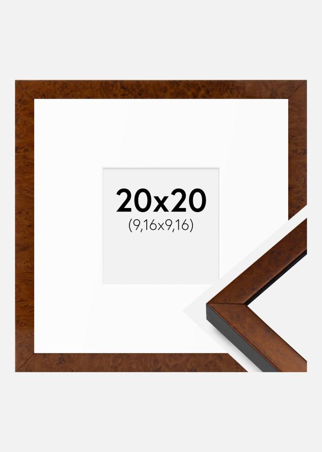 Cadre Ares Noyer 20x20 cm - Passe-partout Blanc 4x4 inches