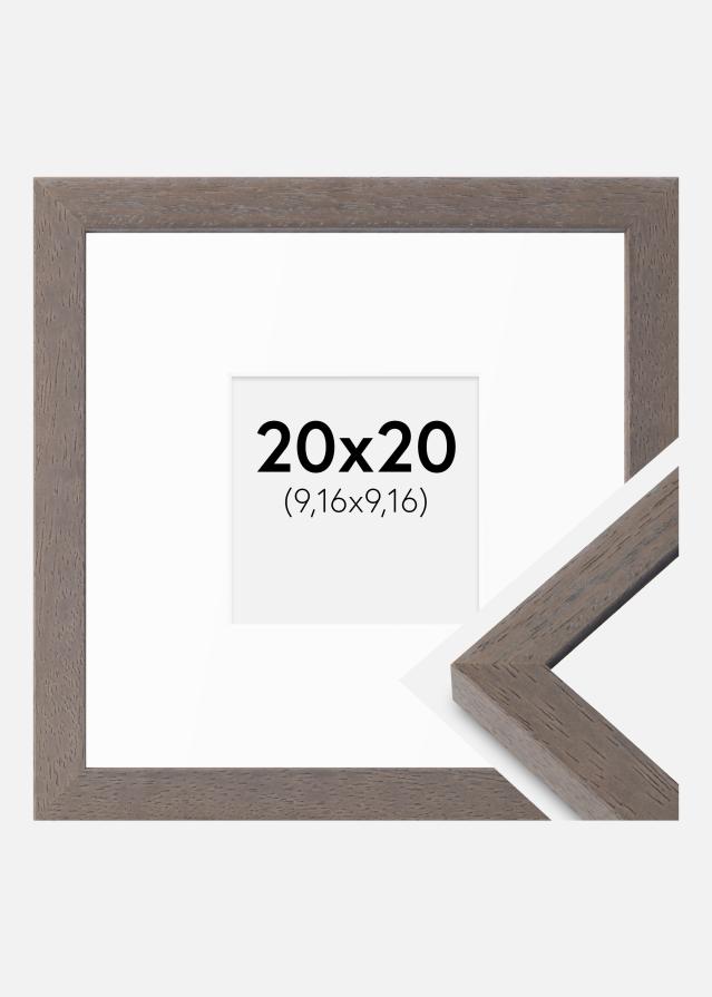 Cadre Hermes Gris 20x20 cm - Passe-partout Blanc 4x4 inches