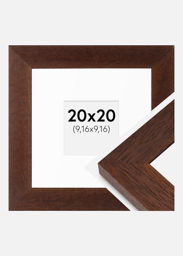 Cadre Juno Teak 20x20 cm - Passe-partout Blanc 4x4 inches