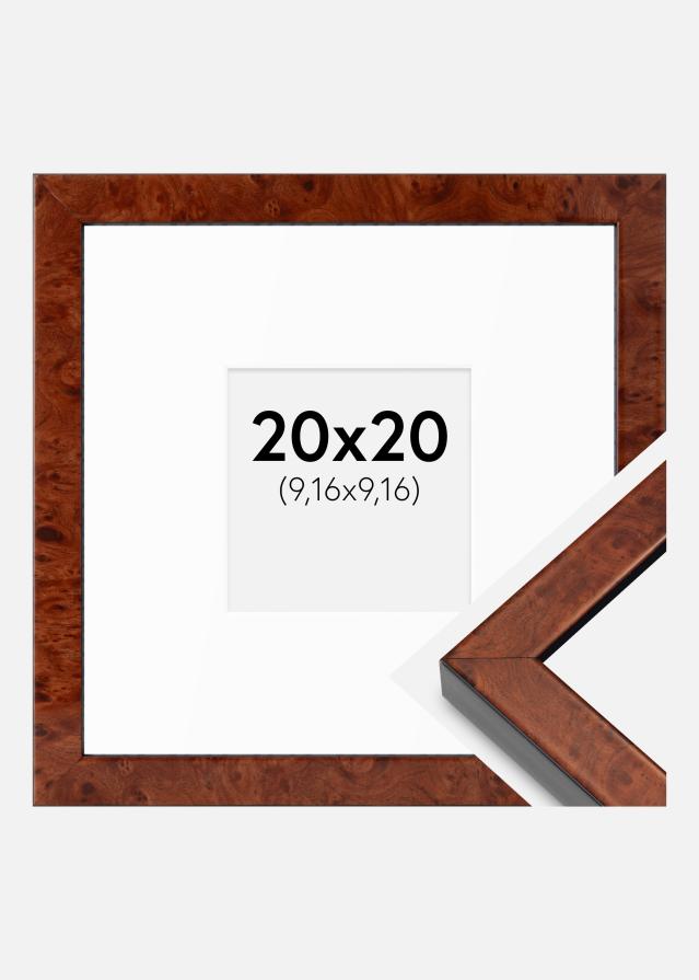 Cadre Hermes Noyer 20x20 cm - Passe-partout Blanc 4x4 inches