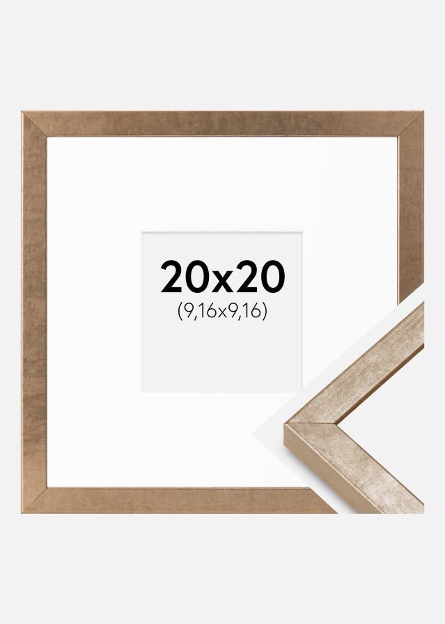 Cadre Ares Laiton 20x20 cm - Passe-partout Blanc 4x4 inches