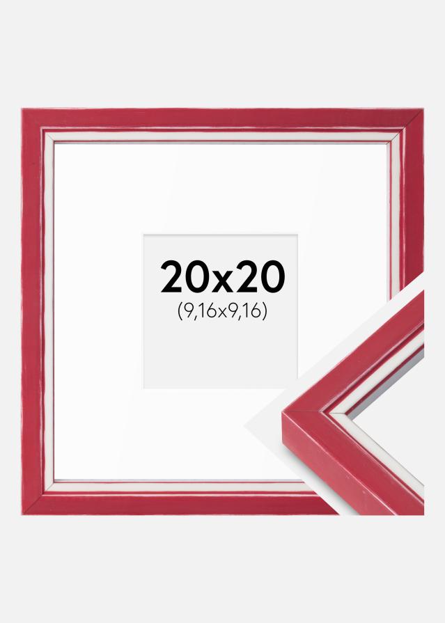Cadre Diana Rouge 20x20 cm - Passe-partout Blanc 4x4 inches