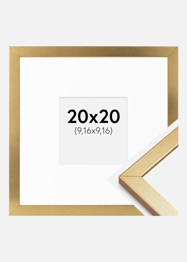 Cadre Minerva Or 20x20 cm - Passe-partout Blanc 4x4 inches