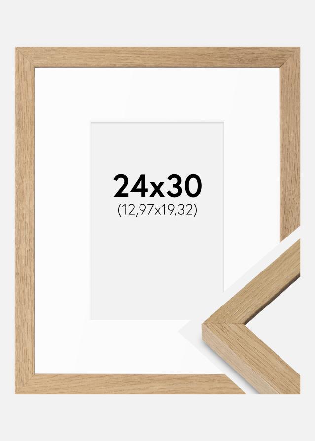 Cadre Hermes Chêne Naturel 24x30 cm - Passe-partout Blanc 5,5x8 inches