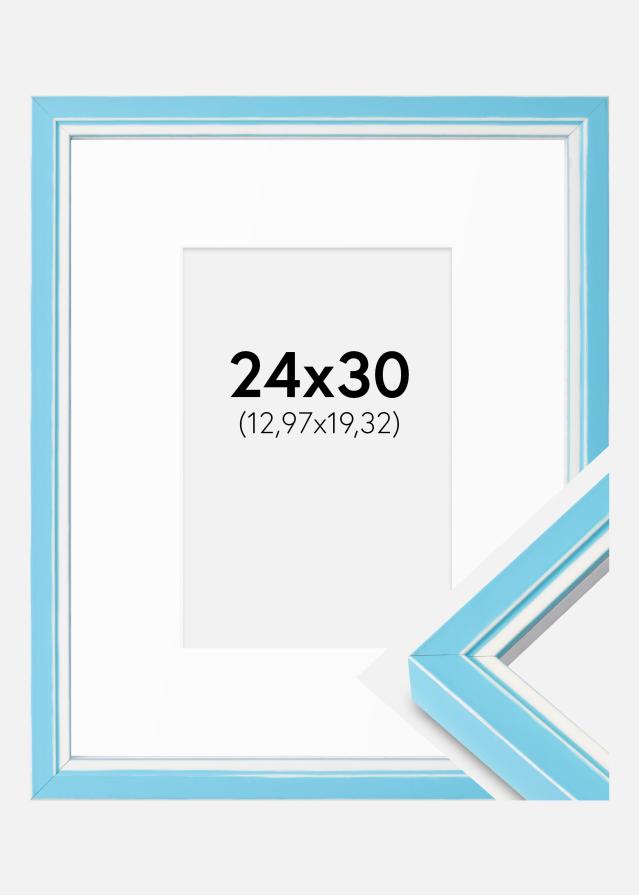 Cadre Diana Light Blue 24x30 cm - Passe-partout Blanc 5,5x8 inches